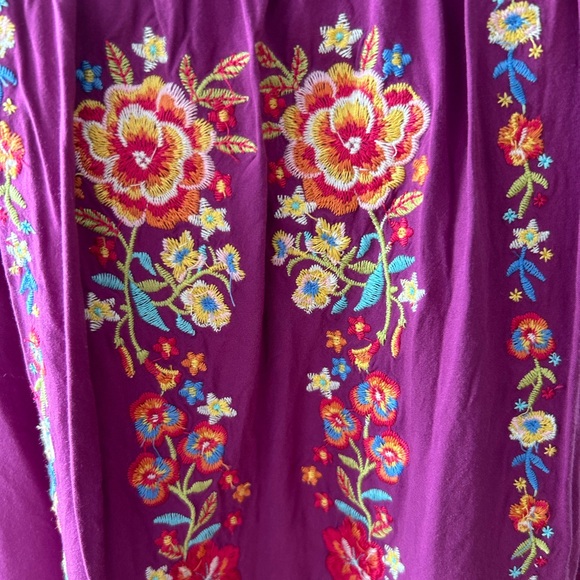 Savanna Jane Shirt Embroidery Floral Purple Women's Top Festival Boho Size Med - Picture 3 of 10